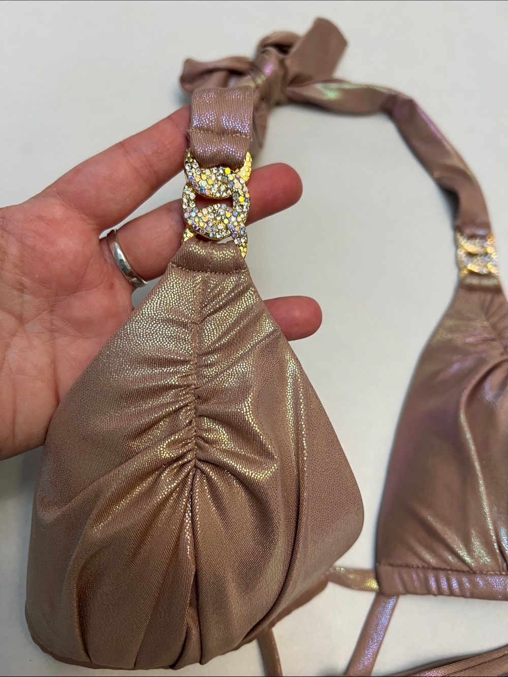 DOLCESSA TAUPE SHINE OPHIDIA METALLIC   BIKINI SET TOP MEDIUM BOTTOMS SMALL - Picture 6 of 15